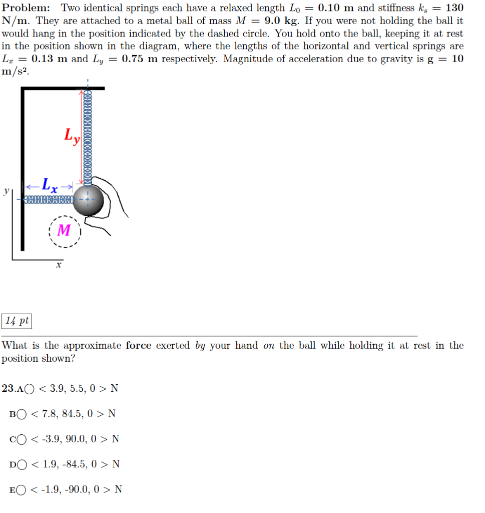 Solved Problem: Two Identical Springs Each Have A Relaxed | Chegg.com