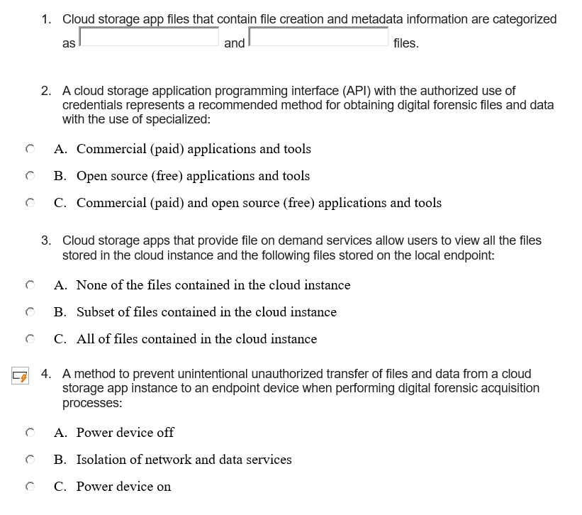 Solved 1. Cloud storage app files that contain file creation | Chegg.com