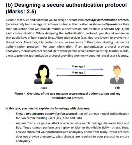 Solved (b) Designing A Secure Authentication Protocol | Chegg.com