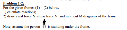 Solved Problem 1-2: For the given frames (1)-(2) below, 1) | Chegg.com