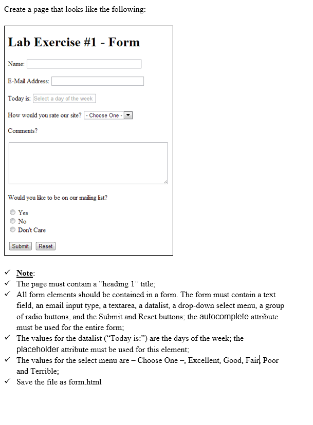 Solved Create a page that looks like the following: Lab | Chegg.com