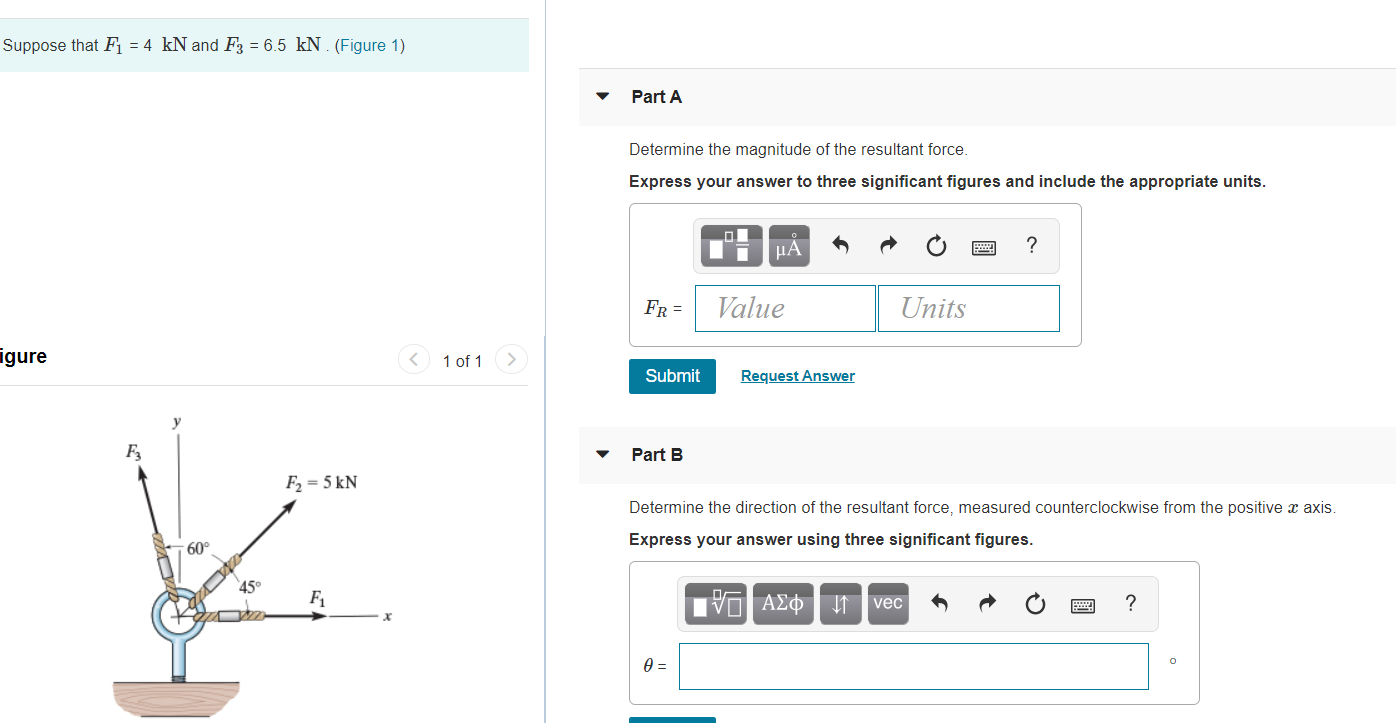 Solved Suppose that Fi = 4 kN and F3 = 6.5 kN. (Figure 1) | Chegg.com