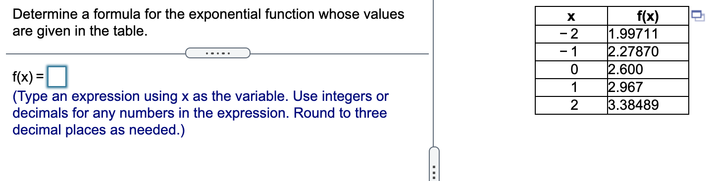 Solved Determine a formula for the exponential function | Chegg.com