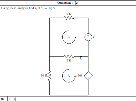 Solved Using Mesh Analysis Find I - If V−[Y]V | Chegg.com