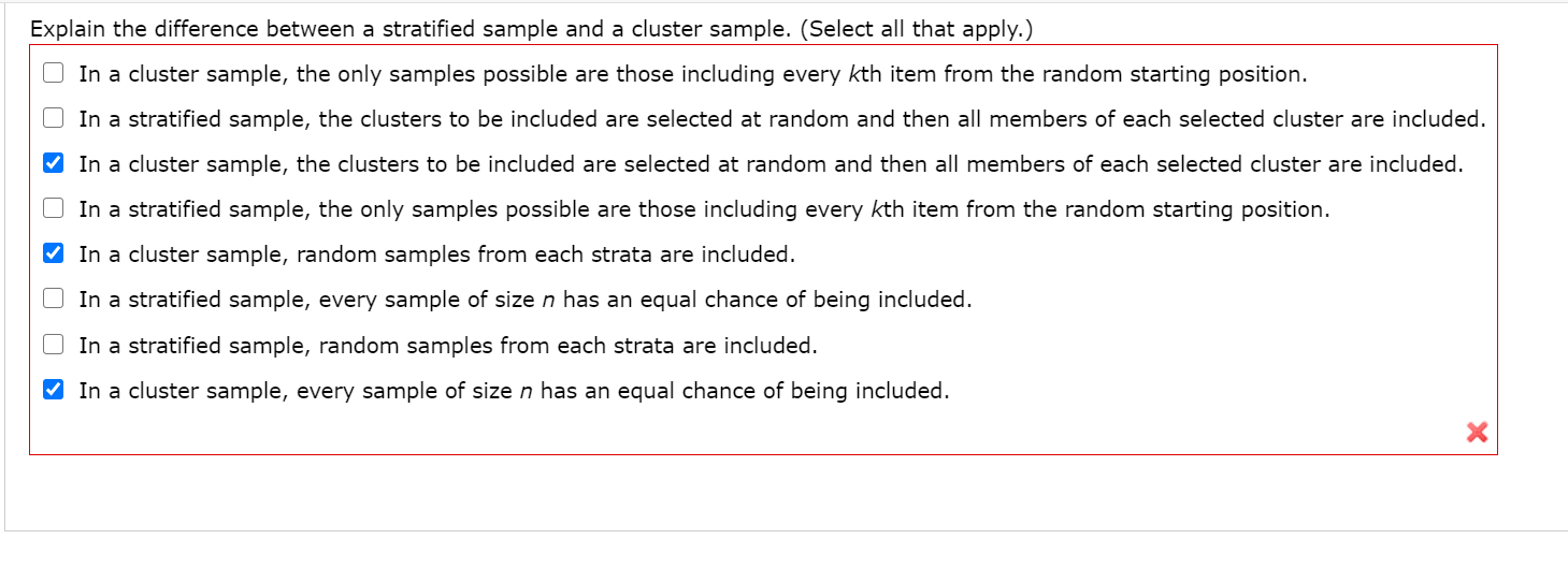 Solved Explain the difference between a stratified sample