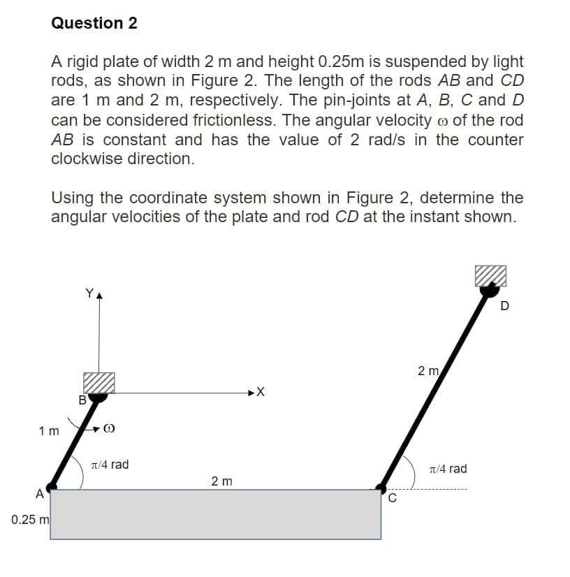 Solved Question 2 A rigid plate of width 2 m and height | Chegg.com