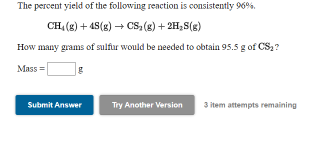 Solved The Percent Yield Of The Following Reaction Is | Chegg.com