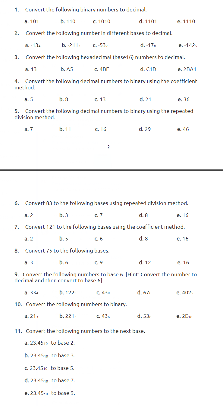 Solved 1c,2 d,3a,4 b,5c,6 d,7a,8 b,9c,10 d and 11c1. Convert | Chegg.com