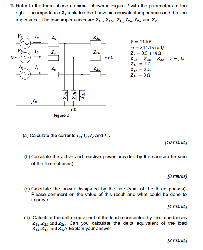 Solved 2. Refer to the three-phase ac circuit shown in | Chegg.com