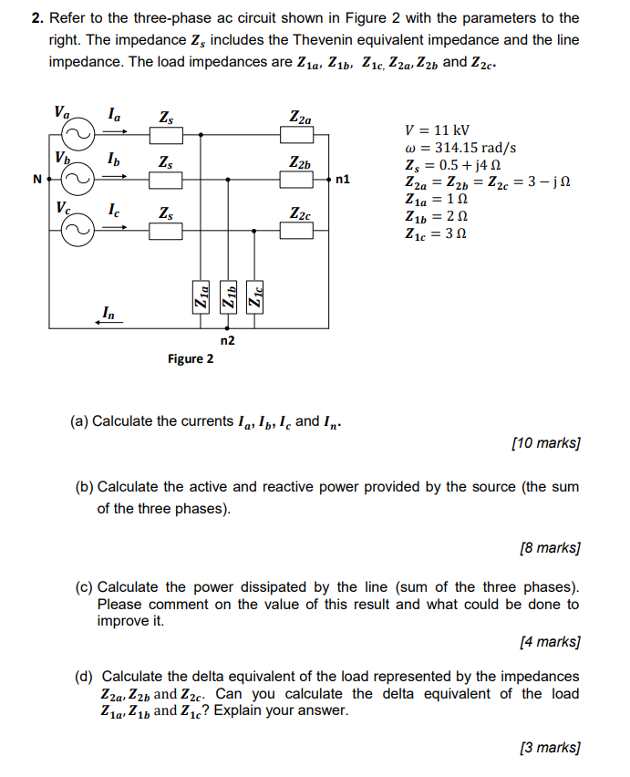 Solved 2. Refer To The Three-phase Ac Circuit Shown In 