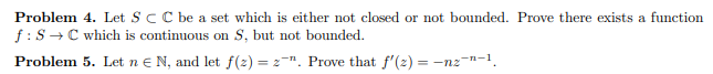 Solved Problem 4. Let S C C be a set which is either not | Chegg.com