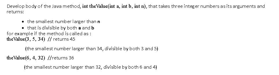 Solved Develop body of the Java method, int the Value(int a, | Chegg.com