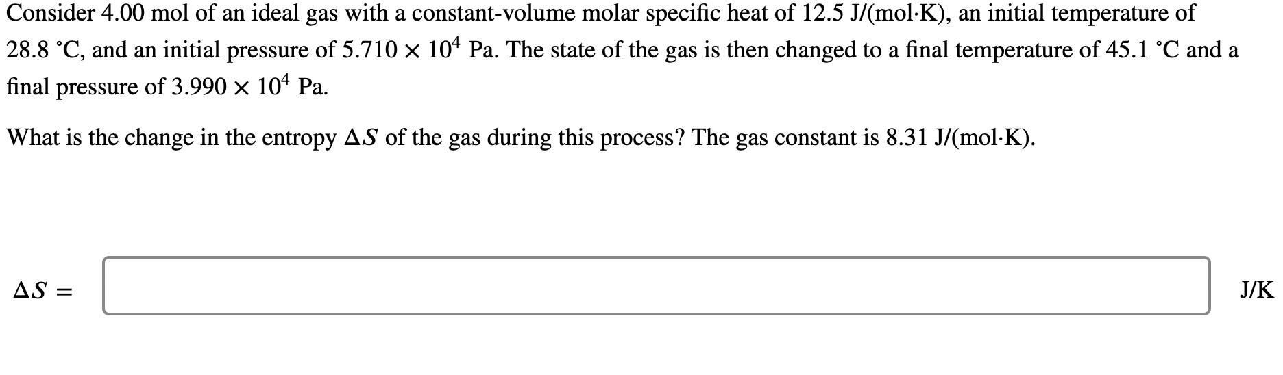 Solved Consider 4.00 mol of an ideal gas with a | Chegg.com