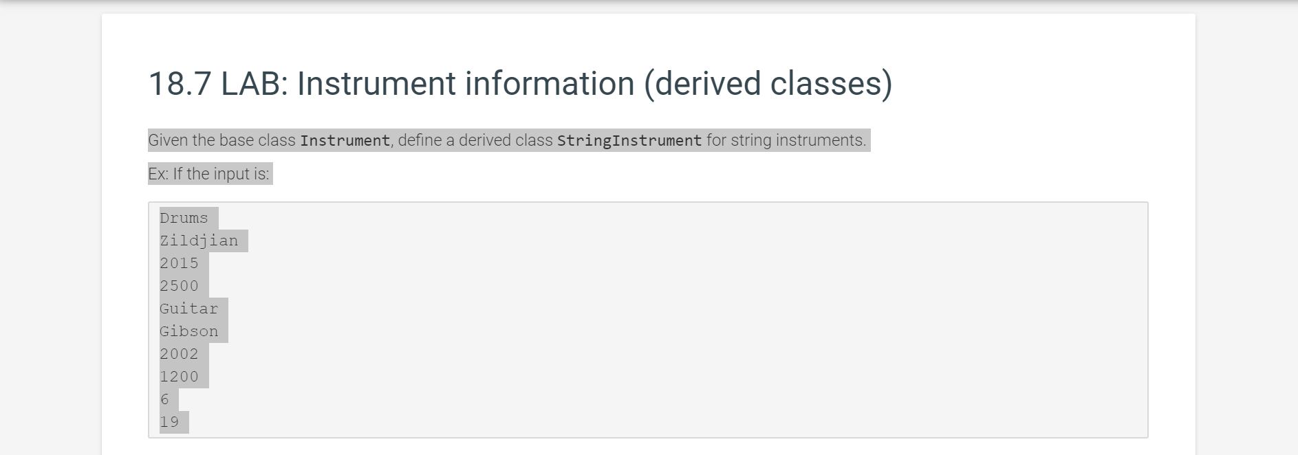 In python please.Given Code class Instrument