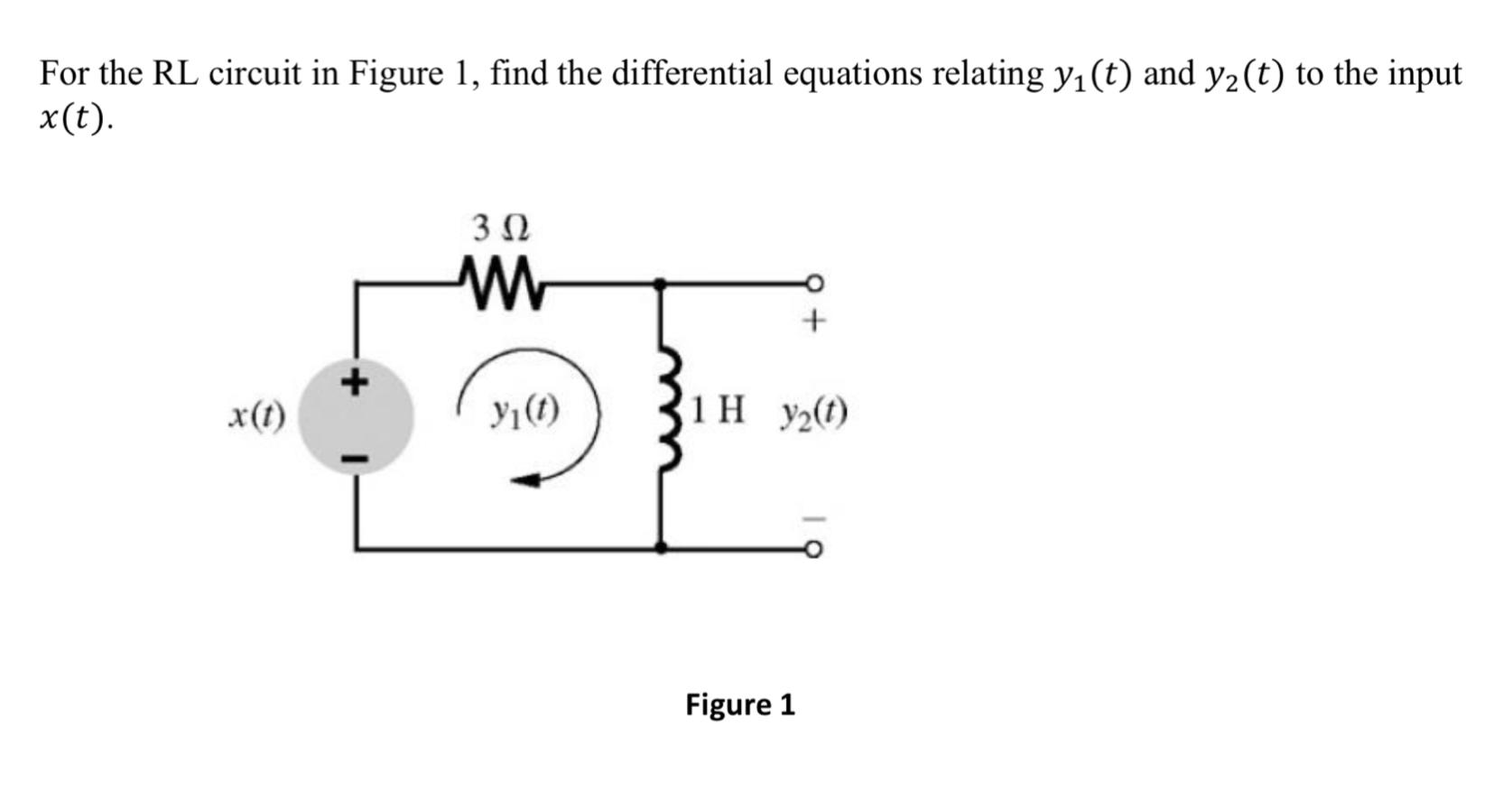 Solved For the RL circuit in Figure 1, find the differential | Chegg.com