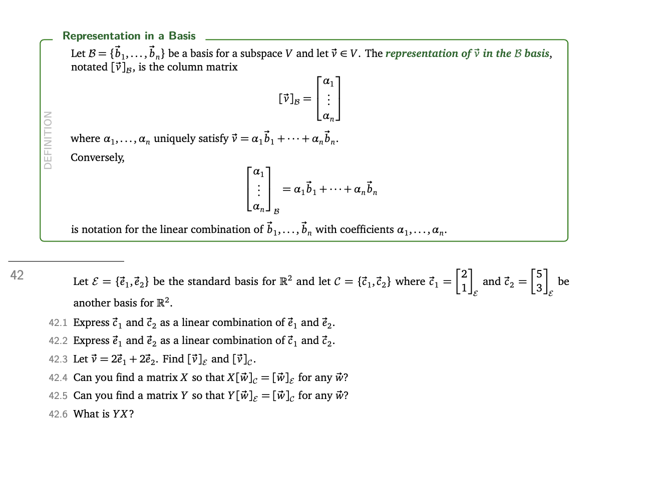 Solved Representation In A Basis Let B={b1,…,bn} Be A Basis | Chegg.com