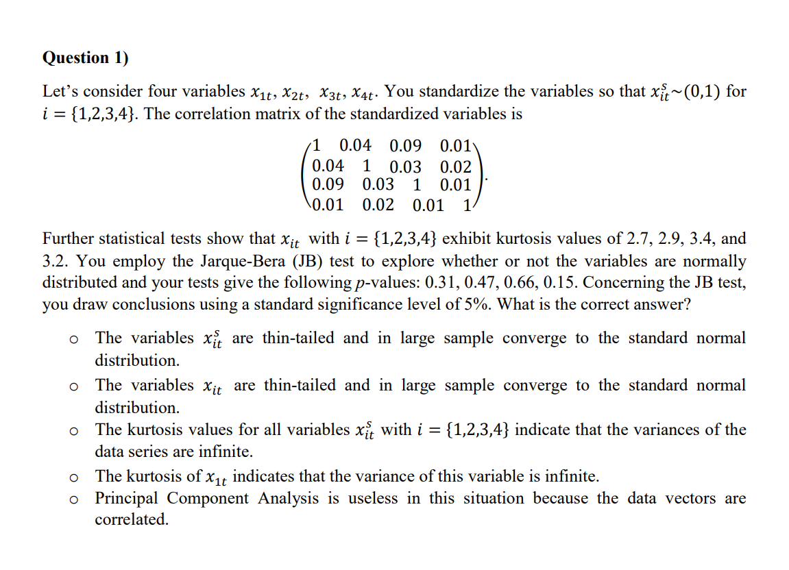 Solved Let's consider four variables x1t,x2t,x3t,x4t. You | Chegg.com