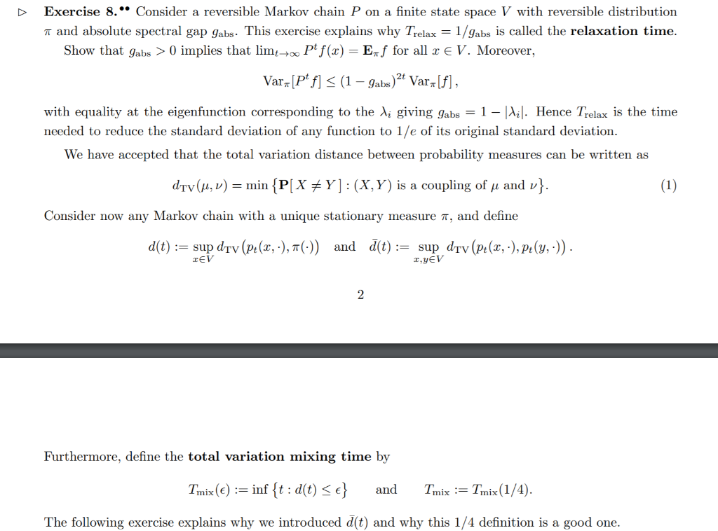 Solved Exercise 8 º Consider A Reversible Markov Chain P Chegg Com