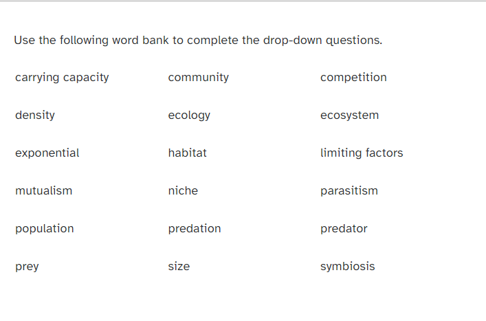 Solved Use the following word bank to complete the drop-down | Chegg.com