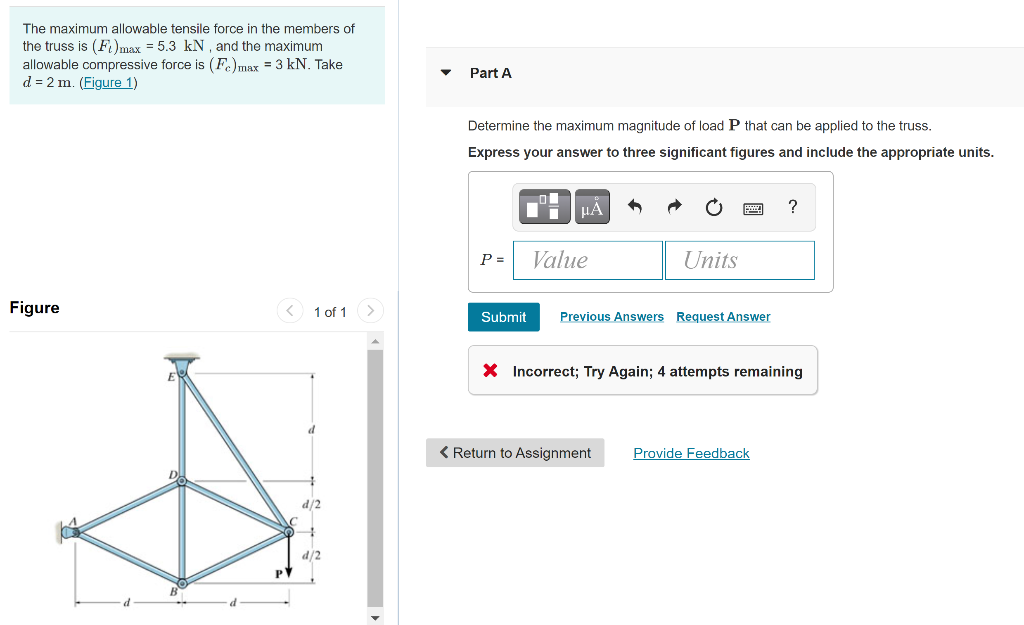 Solved The maximum allowable tensile force in the members of | Chegg.com