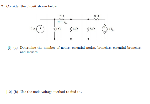 Solved 2. Consider the circuit shown below. 20 w 812 w 2A | Chegg.com