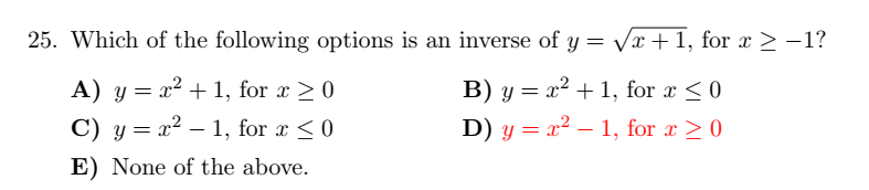 Solved 25. Which of the following options is an inverse of | Chegg.com