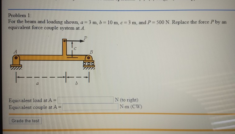 Solved Problem 1: For the beam and loading shown, a = 3 m, b | Chegg.com
