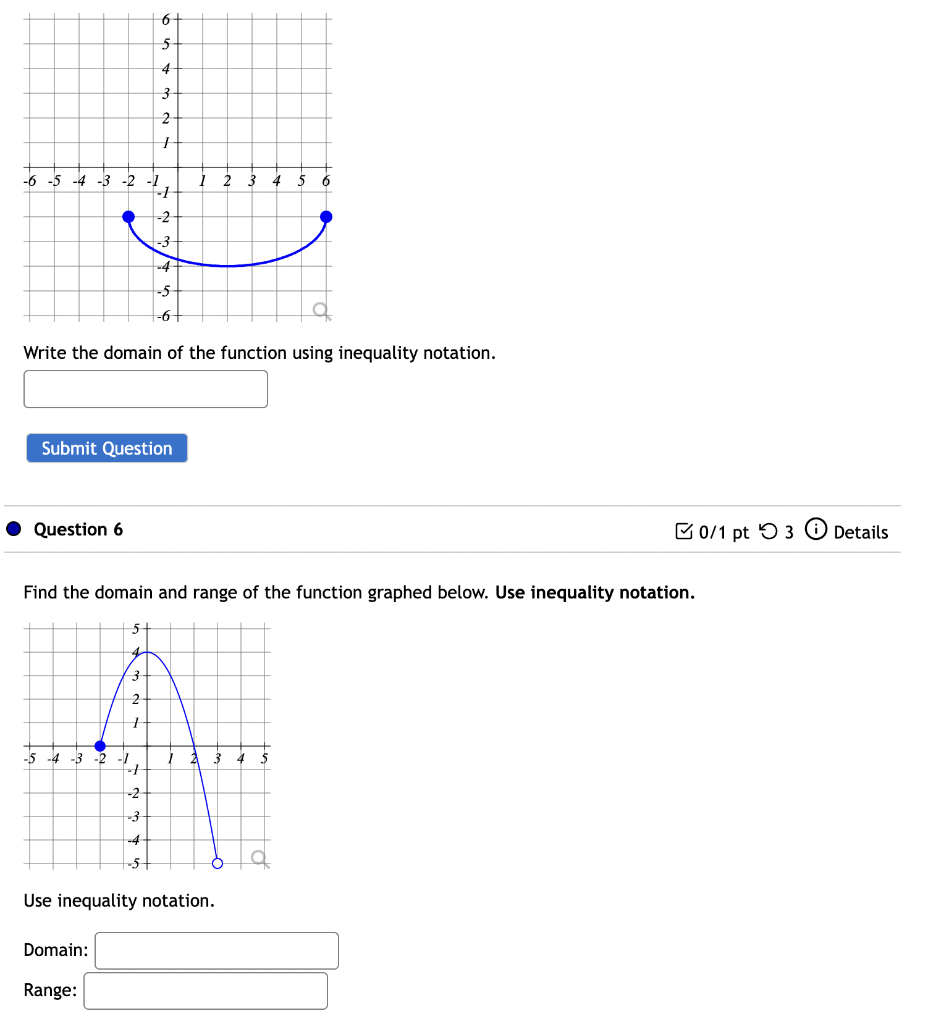 Solved Write the domain of the function using inequality | Chegg.com