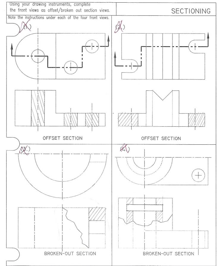 Solved sing your drawing instruments, complete the front | Chegg.com