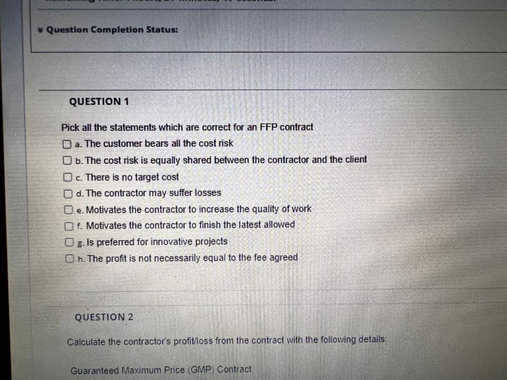 Solved Question Completion Status: QUESTION 1 Pick all the | Chegg.com