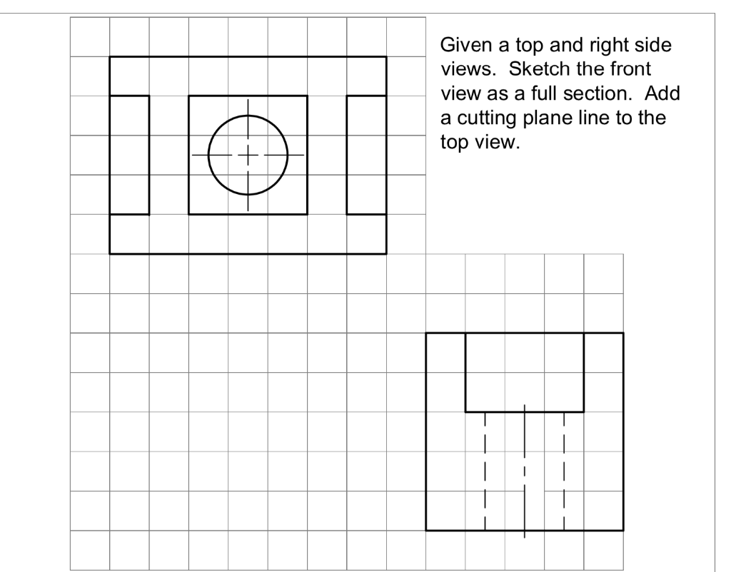 Solved Given a top and right side views. Sketch the front | Chegg.com