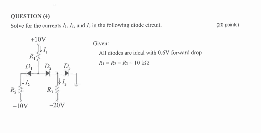 Solved QUESTION (4) Solve for the currents I1,I2, and I3 in | Chegg.com
