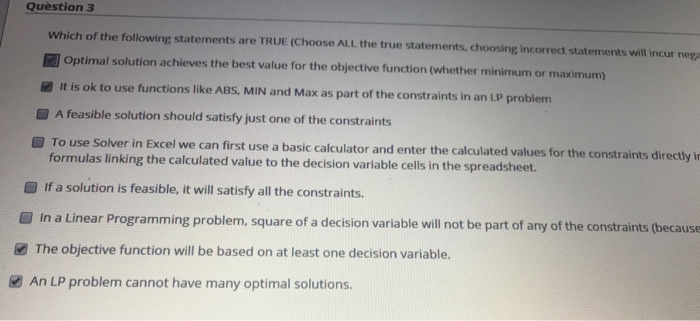 Solved Which of the following statements are TRUE (Choose | Chegg.com