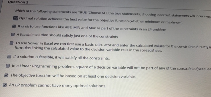 Solved Which Of The Following Statements Are TRUE (Choose | Chegg.com