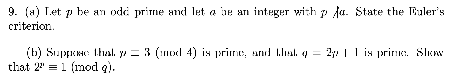 Solved 9. (a) Let P Be An Odd Prime And Let A Be An Integer | Chegg.com