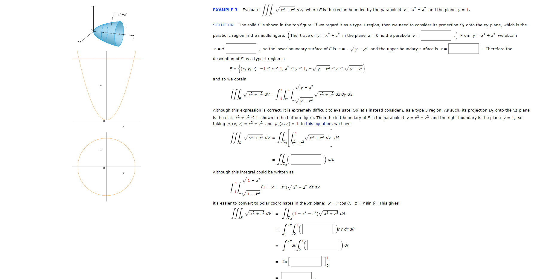 Solved Example 3 Evaluate Sie X2 Z2 Dv Where E Is The Chegg Com