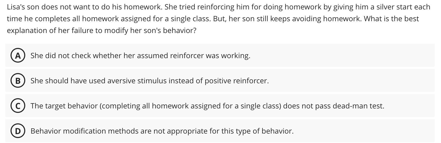 Solved Lisa's son does not want to do his homework. She | Chegg.com