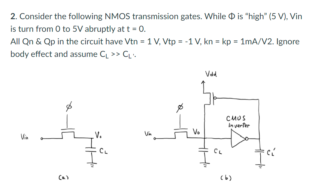 Solved 2. Consider the following NMOS transmission gates.