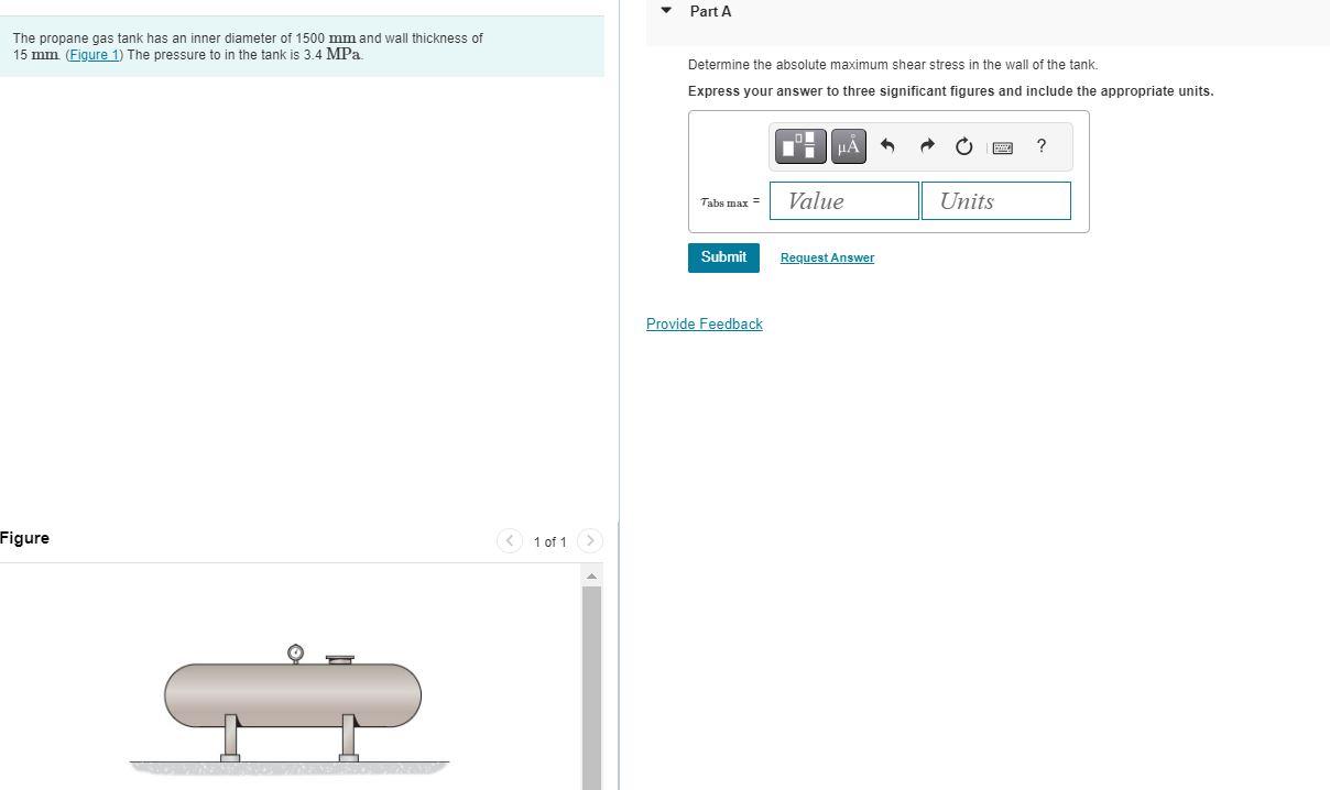 Solved The Propane Gas Tank Has An Inner Diameter Of Mm Chegg Com