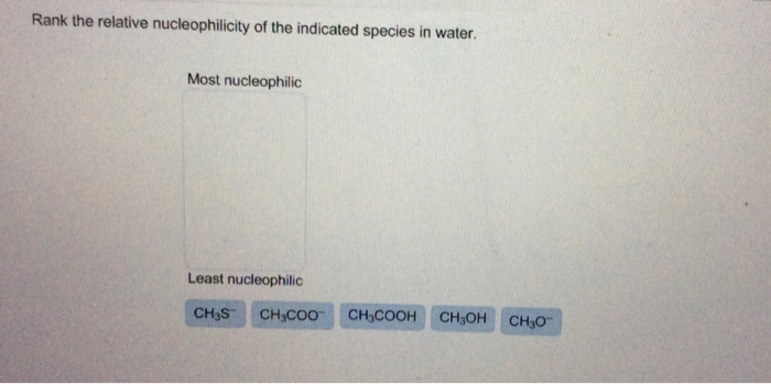 Rank the relative nucleophilicity of the indicated | Chegg.com