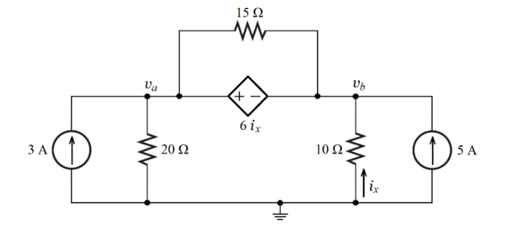 Solve for the node voltages va and vb and for the | Chegg.com