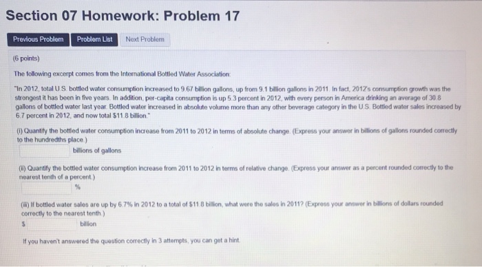 Solved Section 07 Homework: Problem 17 Previous Problem | Chegg.com