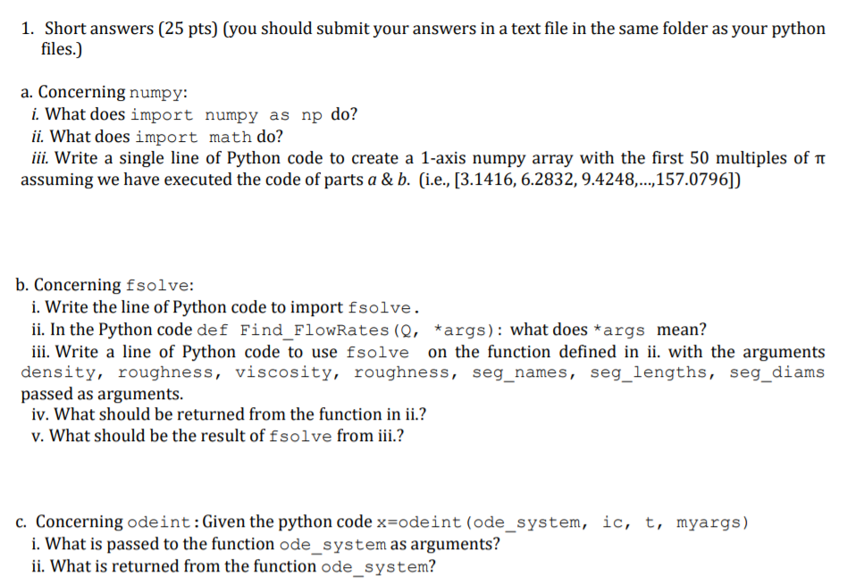 Solved 1. Short answers (25 pts) (you should submit your | Chegg.com