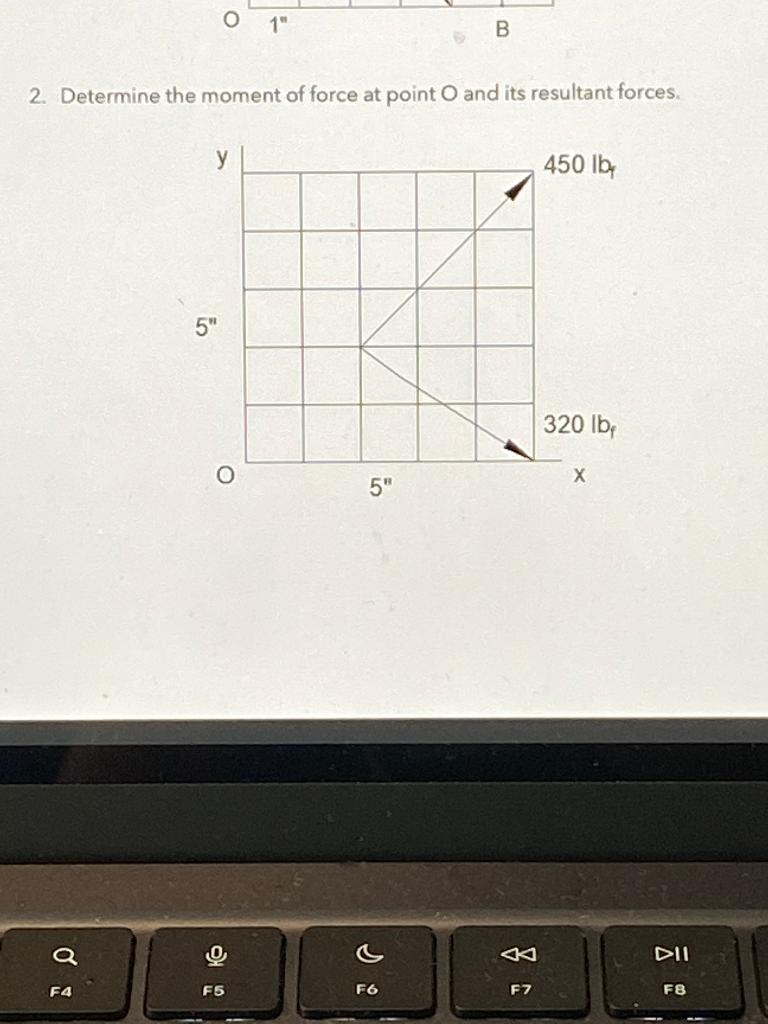 2. Determine the moment of force at point \( \mathrm{O} \) and its resultant forces.