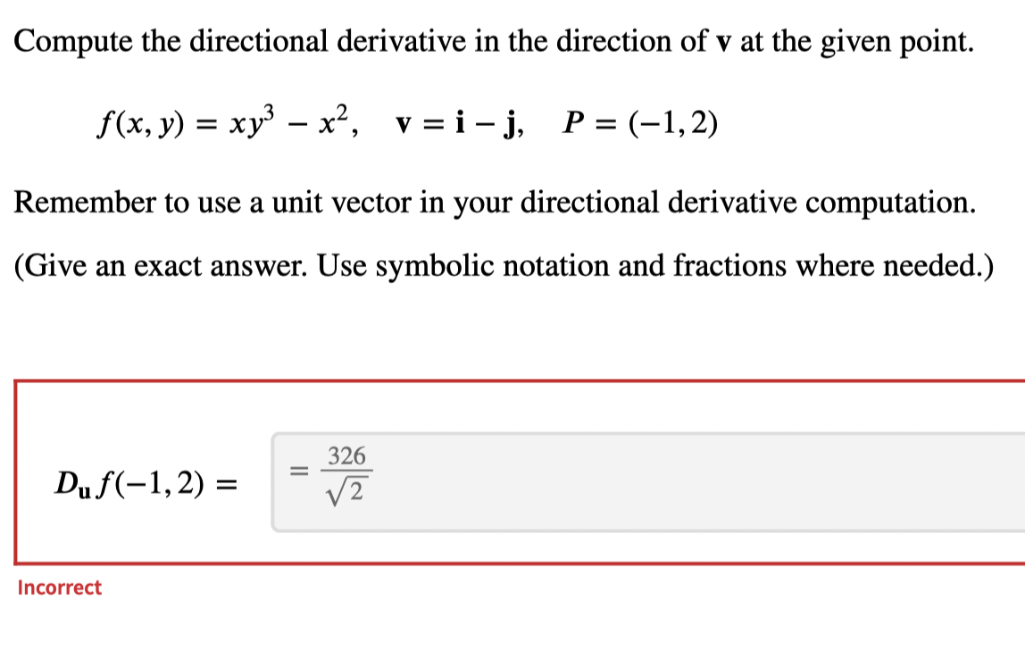 Solved Compute The Directional Derivative At P In 0450