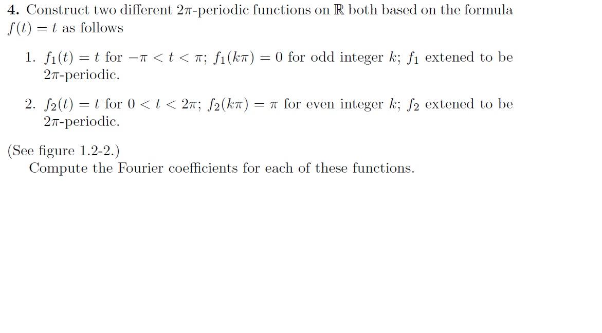 Solved 4. Construct two different 2π-periodic functions on R | Chegg.com