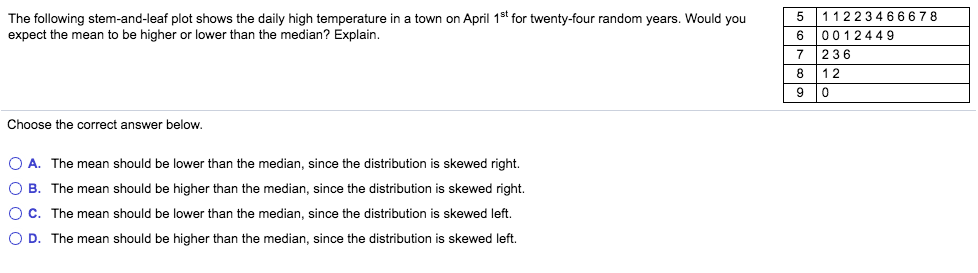 5 The Following Stem And Leaf Plot Shows The Daily Chegg Com