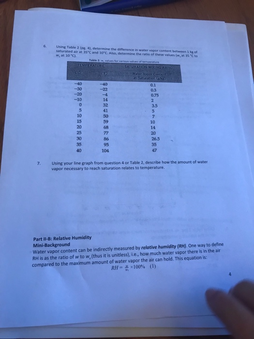 Name Lab 6 Atmospheric Moisture Materiols 1.