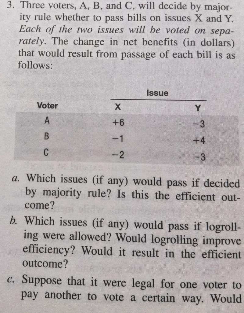 Solved 3. Three Voters, A, B, And C, Will Decide By Major- | Chegg.com