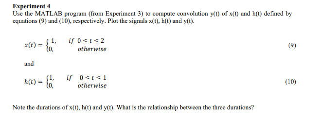Solved Experiment 4 Use the MATLAB program (from Experiment | Chegg.com